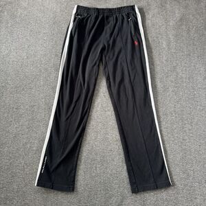 Polo Ralph Lauren Performance Mens Small Black Track Pants White Stripe Zipper